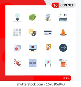 Modern Set of 16 Flat Colors and symbols such as masks; grid; ecology; mouse; accessories Editable Pack of Creative Vector Design Elements