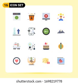 Modern Set of 16 Flat Colors Pictograph of meteorology; star; computer; rating; best Editable Pack of Creative Vector Design Elements