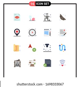 Modern Set of 16 Flat Colors and symbols such as leaf; location; exercise; map; fast food Editable Pack of Creative Vector Design Elements