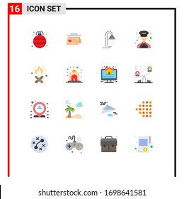Modern Set of 16 Flat Colors Pictograph of canada; fire; bathroom; taxi; car Editable Pack of Creative Vector Design Elements