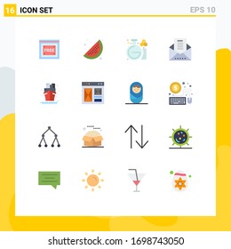 Modernes Set von 16 Flachfarben und Symbolen wie Schiff; Segelboot; Bildung; Newsletter; E-Mail-Dokument Editable Pack mit Design-Elementen für kreative Vektorillustration