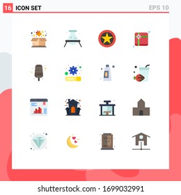 Modern Set of 16 Flat Colors and symbols such as cream; gift; laboratory; box; military rank Editable Pack of Creative Vector Design Elements