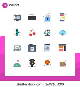 Modern Set of 16 Flat Colors and symbols such as office; mobile marketing; business; shopping; online Editable Pack of Creative Vector Design Elements