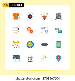 Modern Set of 16 Flat Colors and symbols such as business; school; growth; open; learning Editable Pack of Creative Vector Design Elements