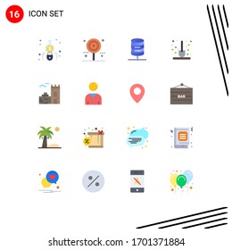 Modern Set of 16 Flat Colors and symbols such as shovel; gardening; sweet; farm; computing Editable Pack of Creative Vector Design Elements