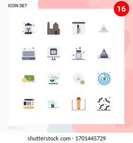 Conjunto moderno de 16 colores planos Pictograma de mezclador; pirámide; industria; Illuminati; paquete editable de seguridad de elementos de diseño de vectores creativos