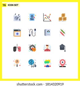 Modern Set of 16 Flat Colors and symbols such as exercise; page; graph; optimization; box Editable Pack of Creative Vector Design Elements