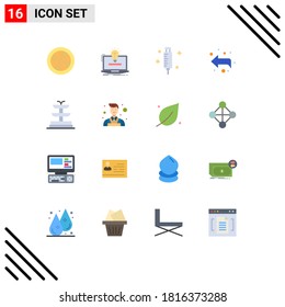 Modern Set of 16 Flat Colors and symbols such as water; left; solution; forward; syringe Editable Pack of Creative Vector Design Elements