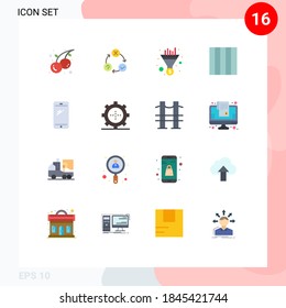 Modern Set of 16 Flat Colors and symbols such as mobile; phone; realization; layout; seo Editable Pack of Creative Vector Design Elements