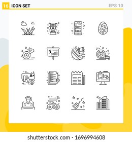 Modern Set of 16 Outlines Pictograph of whistle; egg; buy; easter; celebration Editable Vector Design Elements