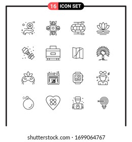 Modern Set of 16 Outlines Pictograph of plumbing; mechanical; boat; joint; massage Editable Vector Design Elements