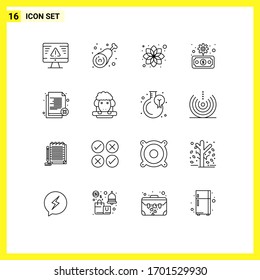 Modern Set of 16 Outlines Pictograph of delete; finance; meat; economy; relax Editable Vector Design Elements