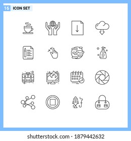 Modern Set of 16 Outlines Pictograph of contract; education; export; text; download Editable Vector Design Elements