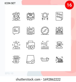 Modern Set of 16 Outlines and symbols such as design; communication; skipping; chat; paper Editable Vector Design Elements