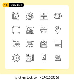 Modern Set of 16 Outlines and symbols such as rectangle; path; layout; treadmill; stadium Editable Vector Design Elements