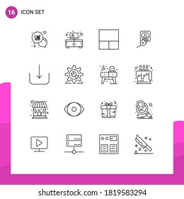 Conjunto moderno de 16 líneas y símbolos como multimedia; cargo; televisión; cordón; Elementos de diseño de vectores editables eléctricos