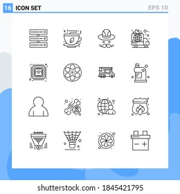 Modern Set of 16 Outlines and symbols such as computer; news; cap; car; announcement Editable Vector Design Elements