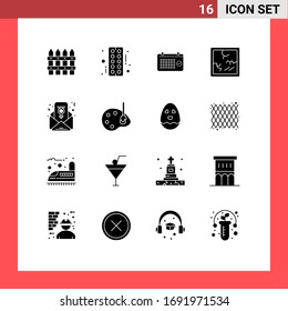 Modern Set of 16 Solid Glyphs Pictograph of women day; mirror; calendar; halloween; time Editable Vector Design Elements