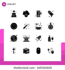 Modern Set of 16 Solid Glyphs and symbols such as medical; power; online; multimedia; cleaning Editable Vector Design Elements