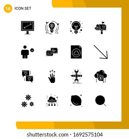 Modern Set of 16 Solid Glyphs and symbols such as body; letter box; science; letter; mail Editable Vector Design Elements