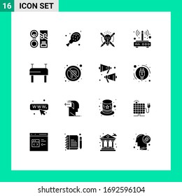 Modern Set of 16 Solid Glyphs and symbols such as gymnastics; connection; success; wifi; modem Editable Vector Design Elements