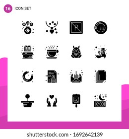 Modern Set of 16 Solid Glyphs and symbols such as box; plate; park; meal; drinks Editable Vector Design Elements