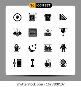 Modern Set of 16 Solid Glyphs and symbols such as repair; construction; safe box; scale; shirt Editable Vector Design Elements
