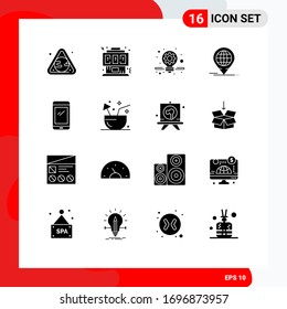 Conjunto moderno de 16 glifos sólidos y símbolos como el teléfono inteligente; moderno; consola; global; elementos de diseño de vectores editables para empresas