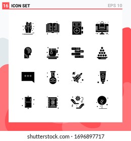 Modern Set of 16 Solid Glyphs Pictograph of human; online store; fitness; shopping; bag Editable Vector Design Elements
