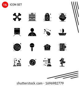 Modern Set of 16 Solid Glyphs Pictograph of regular; party; eid; ice cream; birthday Editable Vector Design Elements