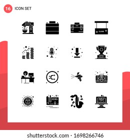 Modern Set of 16 Solid Glyphs and symbols such as income; close; footwear; board; motivation Editable Vector Design Elements