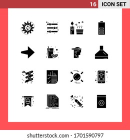 Modern Set of 16 Solid Glyphs Pictograph of energy; electric; preference; battery; spa Editable Vector Design Elements