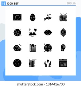 Modern Set of 16 Solid Glyphs Pictograph of art; tv; growth; payment; loan Editable Vector Design Elements