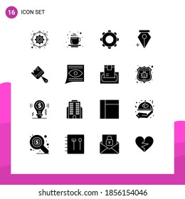 Modern Set of 16 Solid Glyphs Pictograph of building; pen; application; anchor; navigation Editable Vector Design Elements