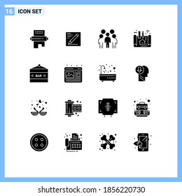 Modern Set of 16 Solid Glyphs Pictograph of scheme; architecture; education; apartment; people Editable Vector Design Elements