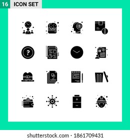 Modernes Set mit 16 festen Glyphen, Abbild des Frames; Erzeugnis; Geist; logistisch, Feld Bearbeitbare Vectordesign-Elemente
