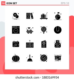 Modern Set of 16 Solid Glyphs Pictograph of mind; mac; scale; delete; space Editable Vector Design Elements