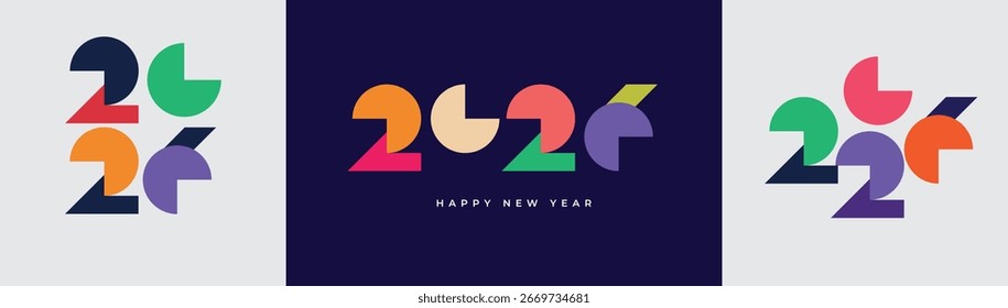 Conjunto moderno del logotipo del número 2026. Celebración de Año Nuevo 2026. Logo de 2026. Conjunto de logotipo de número de año nuevo 2026