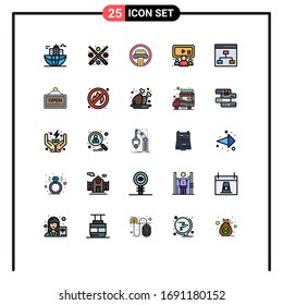 Modern Set of 25 Filled line Flat Colors and symbols such as user; online; play; group; decoration Editable Vector Design Elements