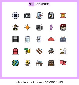 Modern Set of 25 Filled line Flat Colors and symbols such as letter; pen; goal; bulb; business Editable Vector Design Elements