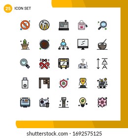 Modern Set of 25 Filled line Flat Colors and symbols such as research; knowledge; cashbox; wedding; love Editable Vector Design Elements