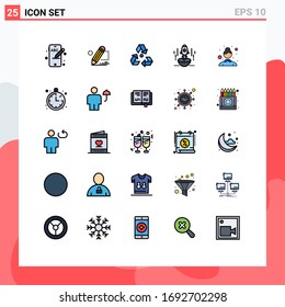 Modern Set of 25 Filled line Flat Colors Pictograph of entrepreneur; business; eco; rocket; green Editable Vector Design Elements