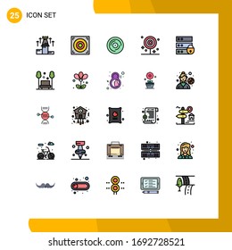 Modern Set of 25 Filled line Flat Colors and symbols such as lollipop; drink; beat; dinner; sound Editable Vector Design Elements
