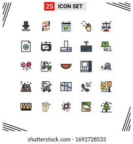 Conjunto moderno de 25 líneas llenas de color plano Pictograma de deuda; grupo; internet; arriba; elementos de diseño de vectores editables a mano