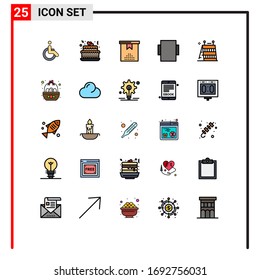 Modern Set of 25 Filled line Flat Colors and symbols such as tools; construction; celebration; barrier; layout Editable Vector Design Elements