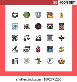 Modern Set of 25 Filled line Flat Colors and symbols such as chinese; candle; online; file; data Editable Vector Design Elements