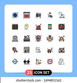 Modern Set of 25 Filled line Flat Colors Pictograph of scholar; avatar; page; graduation; telephone Editable Vector Design Elements