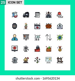 Modern Set of 25 Filled line Flat Colors and symbols such as education; marriage; browser; church; programming Editable Vector Design Elements