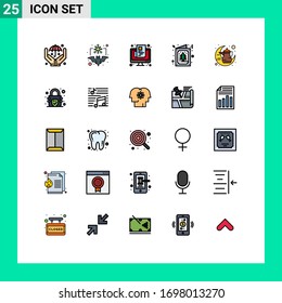 Modern Set of 25 Filled line Flat Colors and symbols such as kettle; christmas; news; card; screen Editable Vector Design Elements