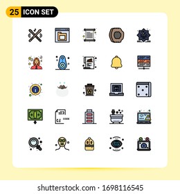 Modern Set of 25 Filled line Flat Colors and symbols such as fruits; food; interface; apricot juice; invoice Editable Vector Design Elements